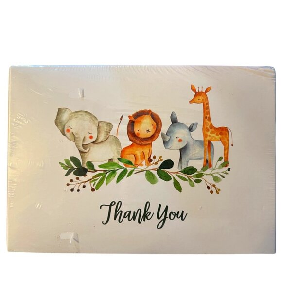 NWT! 25 Ewired SAFARI THANK YOU CARDS Elephant Lion Hippo Giraffe - Picture 1 of 9